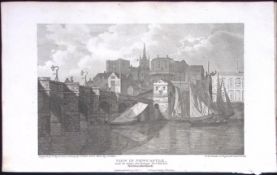 Northumberland View of Newcastle City Antique 223 Years-Old Steel-Engraving-133