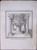 Cornwall Bodmin Church Font Rare Antique Copper Plate Etching By S Lyons