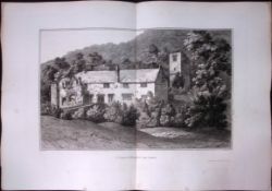 Cornwall St Bennet’s Monastery Rare 211 Years-Old Antique Copper Plate Etching By S Lysons.
