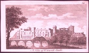 View of Warwick Castle Rare 1776 Georgian Copper Plate Antique Engraving -84