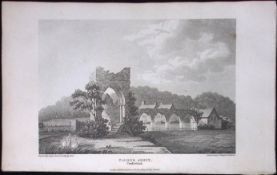 Cumbria Calder Abbey Antique 223 Years-Old Steel-Engraving-123