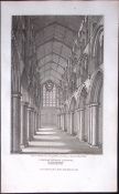 Northumberland Hexham Choir Church Antique 223 Years-Old Steel-Engraving-140
