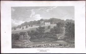 Northumberland Chipchase Castle Antique 223 Years-Old Steel-Engraving-138