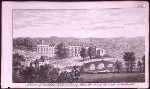Haddon Hall Derby Rare Georgian Copper Plate Antique Engraving 1776-30