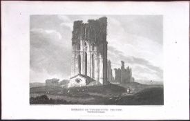 Northumberland Tynemouth Priory Antique 223 Years-Old Steel-Engraving-137