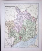 Wales Monmouthshire Detailed 1894 Coloured Antique 130 Years-Old Map.