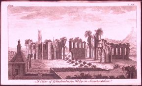 Glastonbury Abbey Rare 1776 Georgian Copper Plate Antique Engraving -55