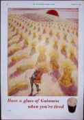 Guinness 1946 Original 79 Years-Old Gathering the Hops Print - G.E. 1240