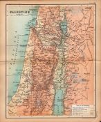 Palestine & Environs of Jerusalem Double Sided Victorian Antique 1898 Map.
