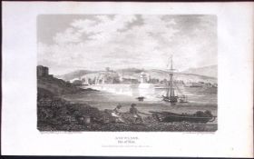 Isle of Man View of Douglas Antique 223 Years-Old Steel-Engraving-132