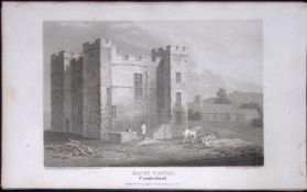 Cumbria Dacre Castle Antique 223 Years-Old Steel-Engraving-124