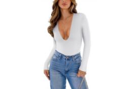7 x Women's Plunge V Neck Long Sleeve L3a
