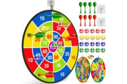 29 Inches Kid's Dart Board Set, Boys Toys Double Sided Dartboard L19a