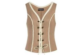 6 x Lace Up Vest Coat Sleeveless V Neck