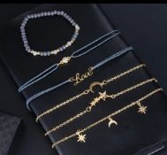 New! 6pcs/Set Golden Moon and Star