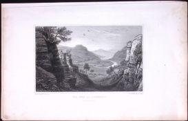 Wales Wye at Aberedwy Powys Antique 166-Year-Old Steel Engraving-24