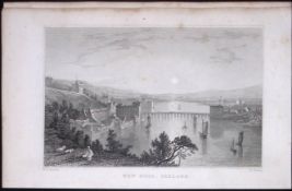 Wexford Ireland New Ross 194 Years Old Antique Steel Engraving-10