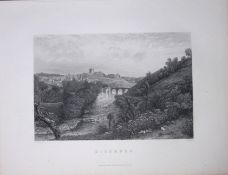Yorkshire View of Richmond 1875 Victorian Antique 150 Years-Old Engraving-2