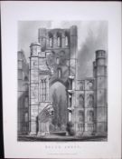 Kelso Abbey Scotland Victorian Antique 152 Years-Old Engraving-19