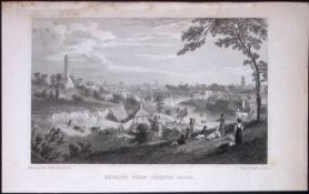 View of Dublin From Phoenix Park 194 Years Old Antique Steel Engraving-31