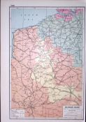 WW1 Western Front British & German Attacks Coloured Antique Map