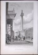 Dublin Nelsons Pillar Sackville Street 194 Years Old Antique Steel Engraving-21