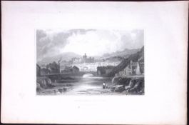Wales-Merthyr Tydvil Town Antique 166-Year-Old Steel Engraving-6