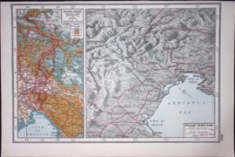 WW1 Italian Front East & The Isonzo Front Battle Lines Antique Map