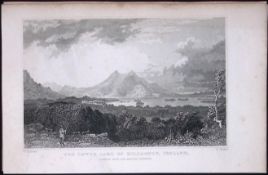 Kerry The Lower Lake of Killarney 194 Years Old Antique Steel Engraving-7