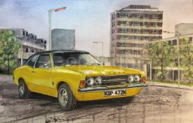 Ford Cortina MK3 Iconic Yellow British Car Large Metal Art Sign