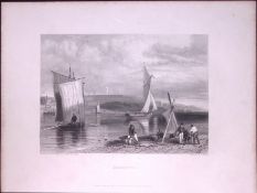 Devon Exmouth Beach WH Bartlett 183 Years-Old Antique Steel Engraving-27