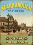 Scarborough Nostalgic Vintage Spa Scene Holiday Poster Style Metal Wall Art