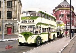 Blackpool Yates Wine Lodge Scene Nostalgic 1960's Bus Scene Metal Wall Art
