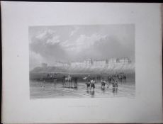 Blackpool Sands Scene WH Bartlett 1842 Antique Steel Engraving-94