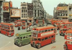 Share London Red Buses Piccadilly Circus Swinging 60's Metal Wall Art