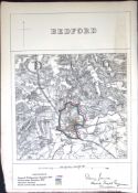 Bedford Bedfordshire Boundary Commission 157-Year-Old Antique Map.