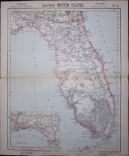1883 Antique Letts Map United State Florida. Cape Canaveral, Miami-10