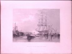 Gosport Naval Flag Ship WH Bartlett 183 Years-Old Antique Steel Engraving-41
