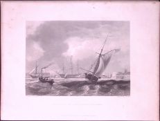 Portsmouth Harbour Entrance WH Bartlett 183 Years-Old Antique Steel Engraving-33