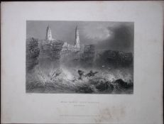 Bristol Ness Sands Lighthouse WH Bartlett 1842 Antique Steel Engraving-103