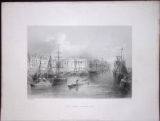 Norfolk Yarmouth The Quay WH Bartlett 1842 Antique Steel Engraving-117