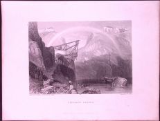 Cornwall Tintagel Castle WH Bartlett 183 Years-Old Antique Steel Engraving-44