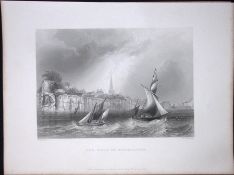 Southampton Sea Wall WH Bartlett 183 Years-Old Antique Steel Engraving-18