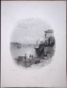 Cowes Isle of Wight WH Bartlett 183 Years-Old Antique Steel Engraving-16