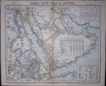 1883 Antique Coloured Letts Map Arabia, Egypt, Nubia, Abyssinia- 33