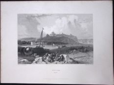 Dover Castle WH Bartlett 183 Years-Old Antique Steel Engraving-23