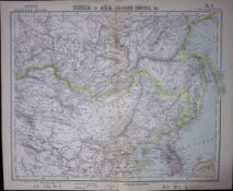1883 Antique Coloured Letts Map Russia, Chinese Empire, Asia-27