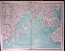 The Indian Ocean Large Coloured Antique Map John Bartholomew