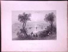 Edinburgh Newhaven Pier Scotland WH Bartlett 183 Years-Old Antique Steel Engraving-81a