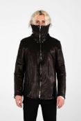 MJB Marc Jaques Burton Exaggerated Neck Leather Jacket, Online Price £550, Size Large (50)